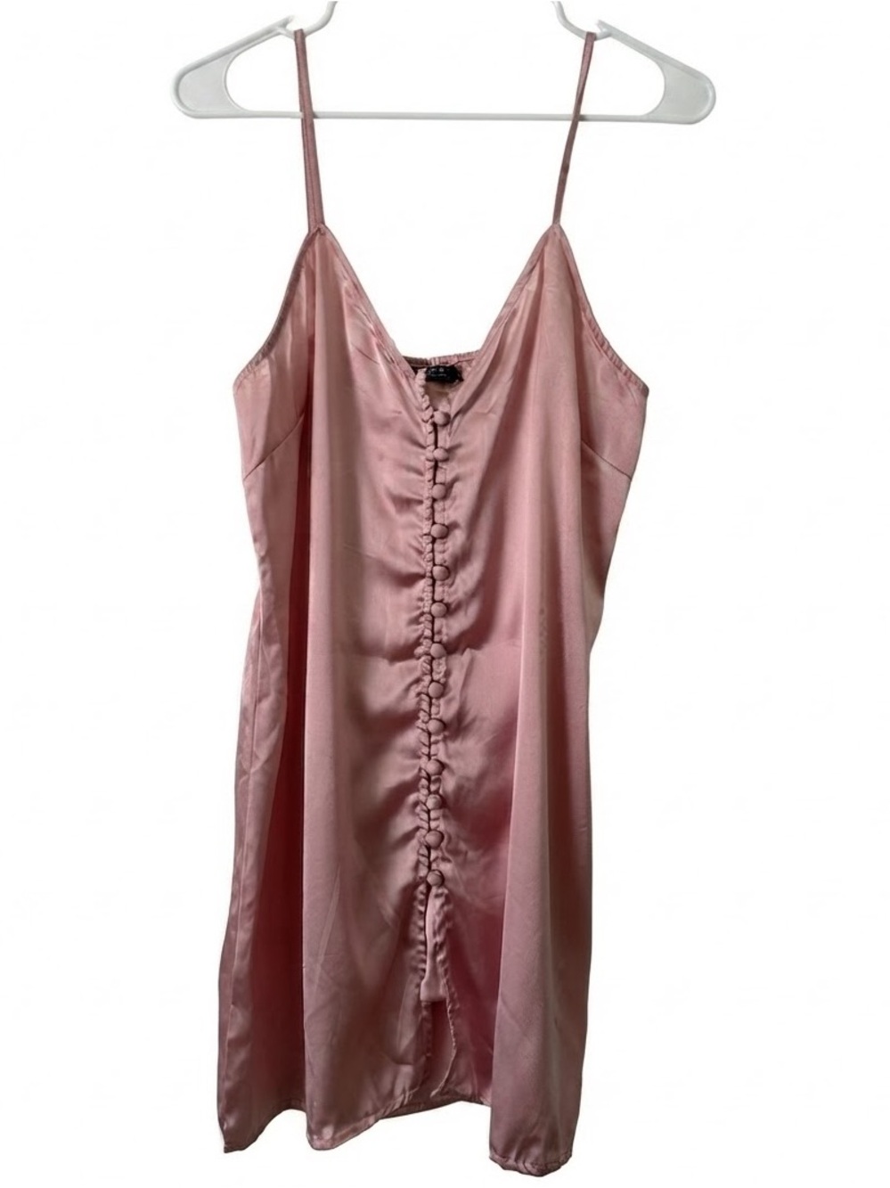 Nastygal Dusty Rose Pink Satin Button-Front Slip Mini Dress US6
